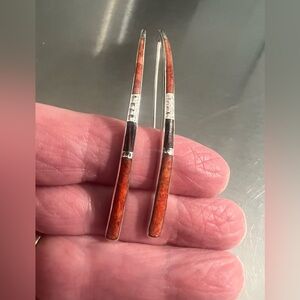 Silpada Sponge Coral, Wood & Sterling Silver Slender Earrings